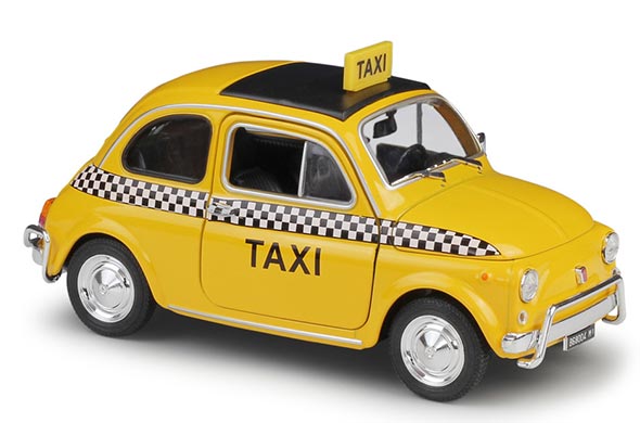 1:24 Scale Diecast Fiat Nuova 500 Taxi Collectible Model Welly