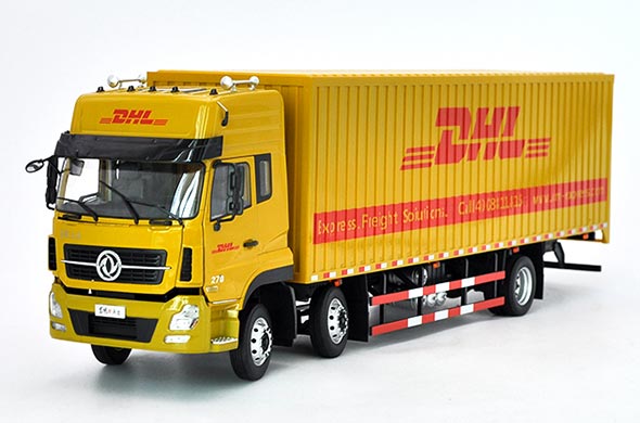 1:24 Diecast Dongfeng Tianlong Truck Model DHL Painting Yellow