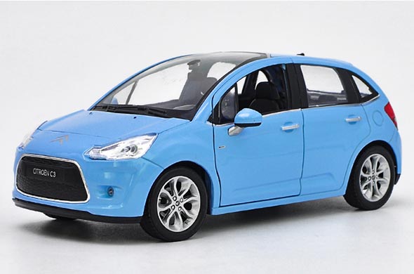 1:24 Scale Diecast Citroen C3 Collectible Model Blue By Welly